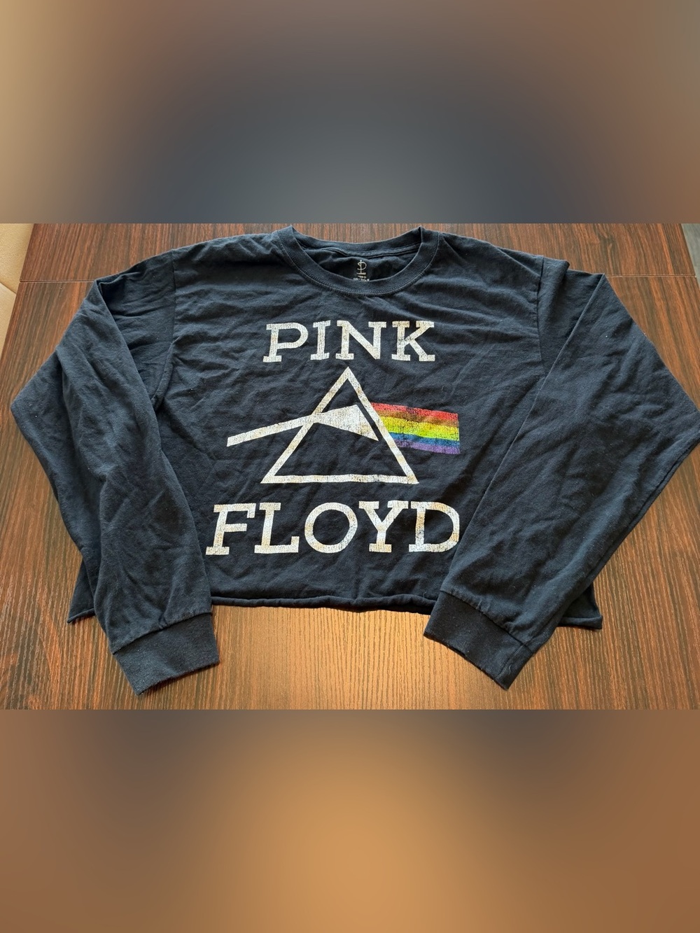 Pink Floyd Women’s Black Cropped Long Sleeve Graphic Shirt Size M